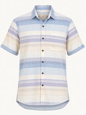 Amiani Cotton Stripe Shirt Blue Large Coastal Casual Summer Mens Resortwear